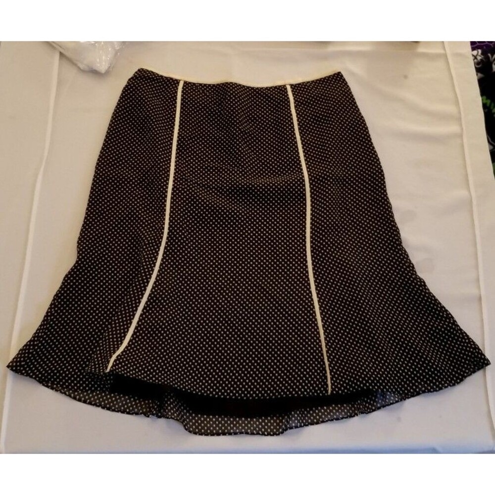 ANN TAYLOR Women US 12 Lightweight Tulip Flare Skirt Dotted Lined Secretary Work